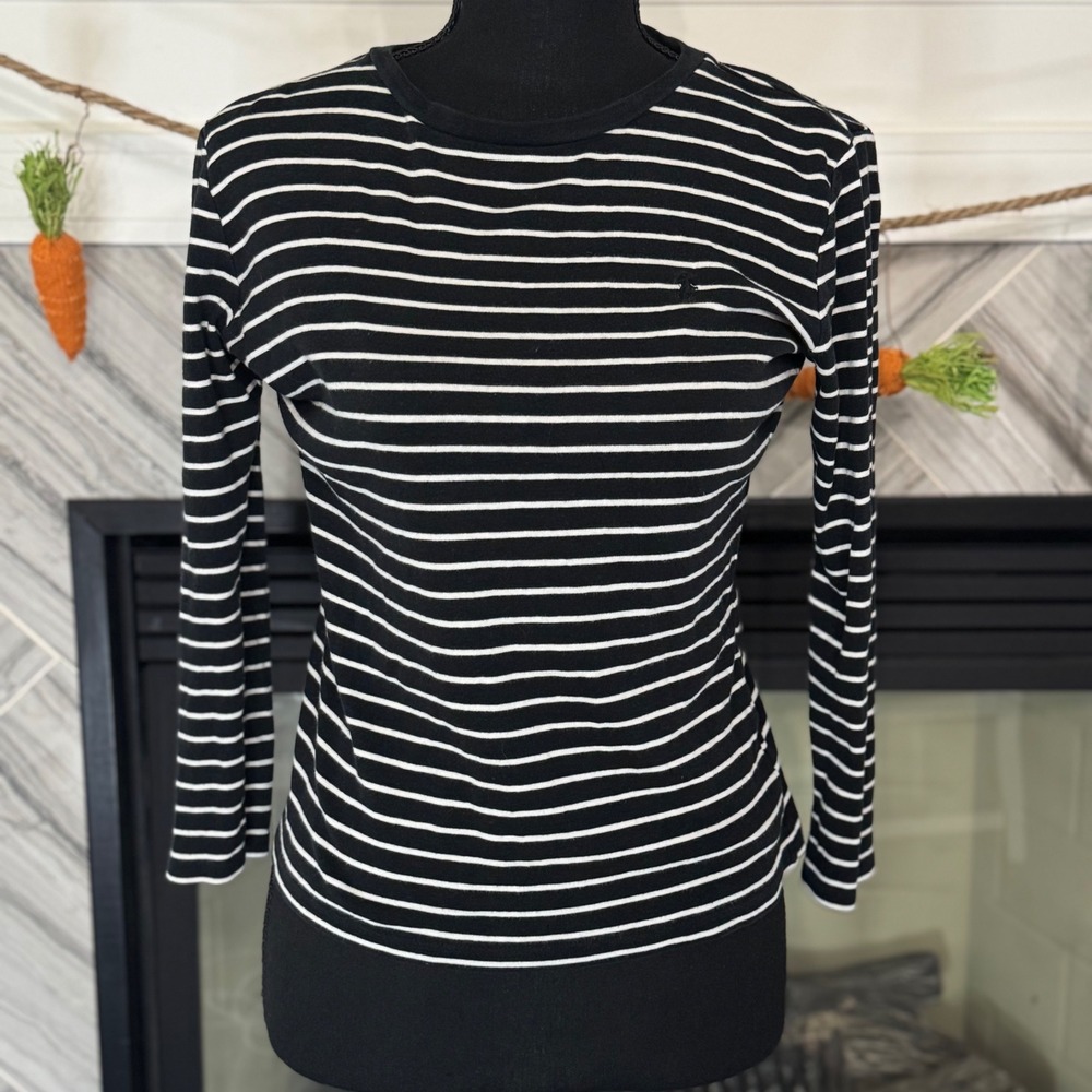 Ralph Lauren Spot Striped Long Sleeve Tee Shirt Top Classic Size M
